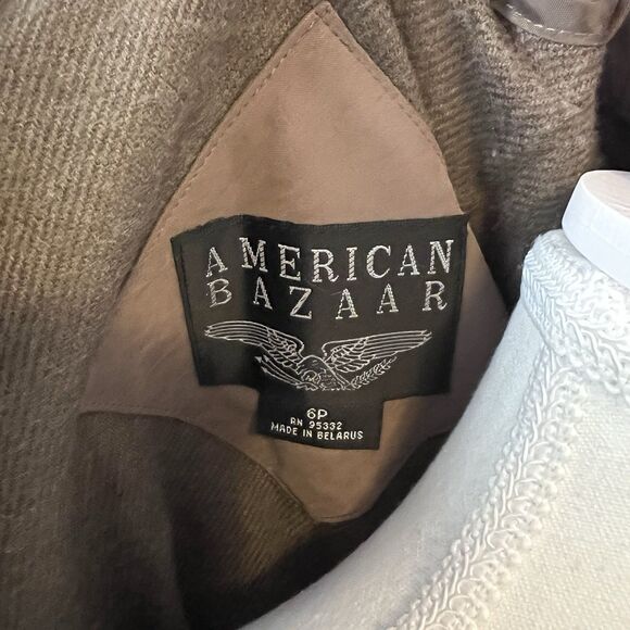 American Bazaar Trench Coat Women’s  Size 6P Lined Long Jacket in Tan / Taupe - Picture 7 of 15